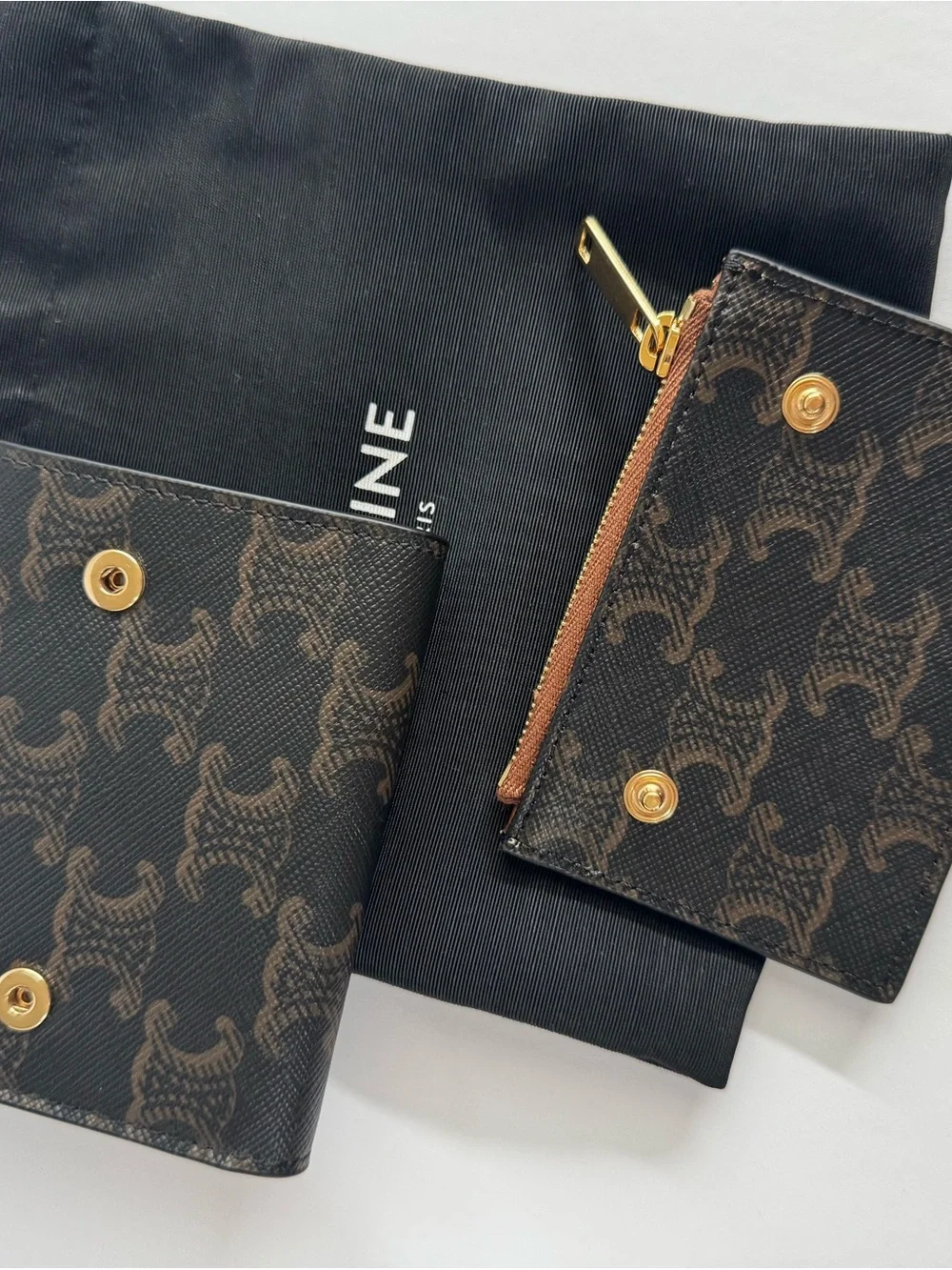 Celine Triomphe Canvas Compact Wallet with Coin